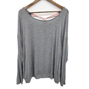 Adore Me Tie Back Open Back Long Sleeve Gray Pullover Top 1X Feminine Coquette
